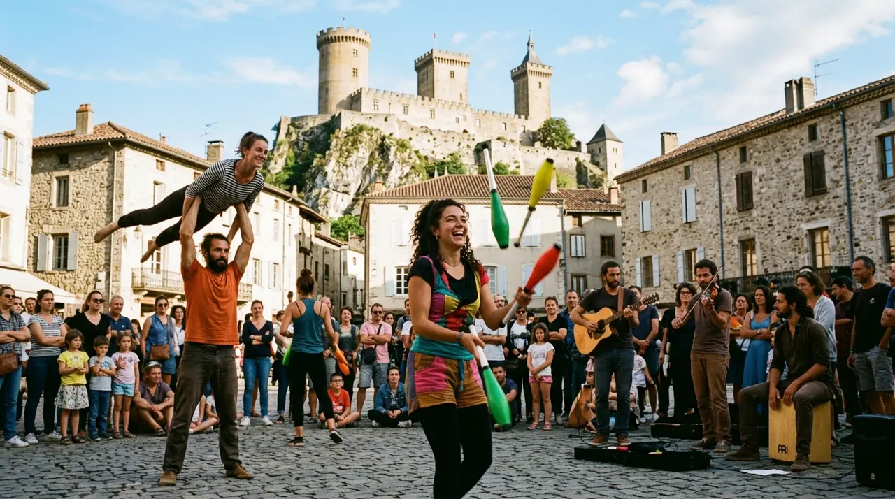 Atelier des arts du cirque et musique vivante en espace public à Foix