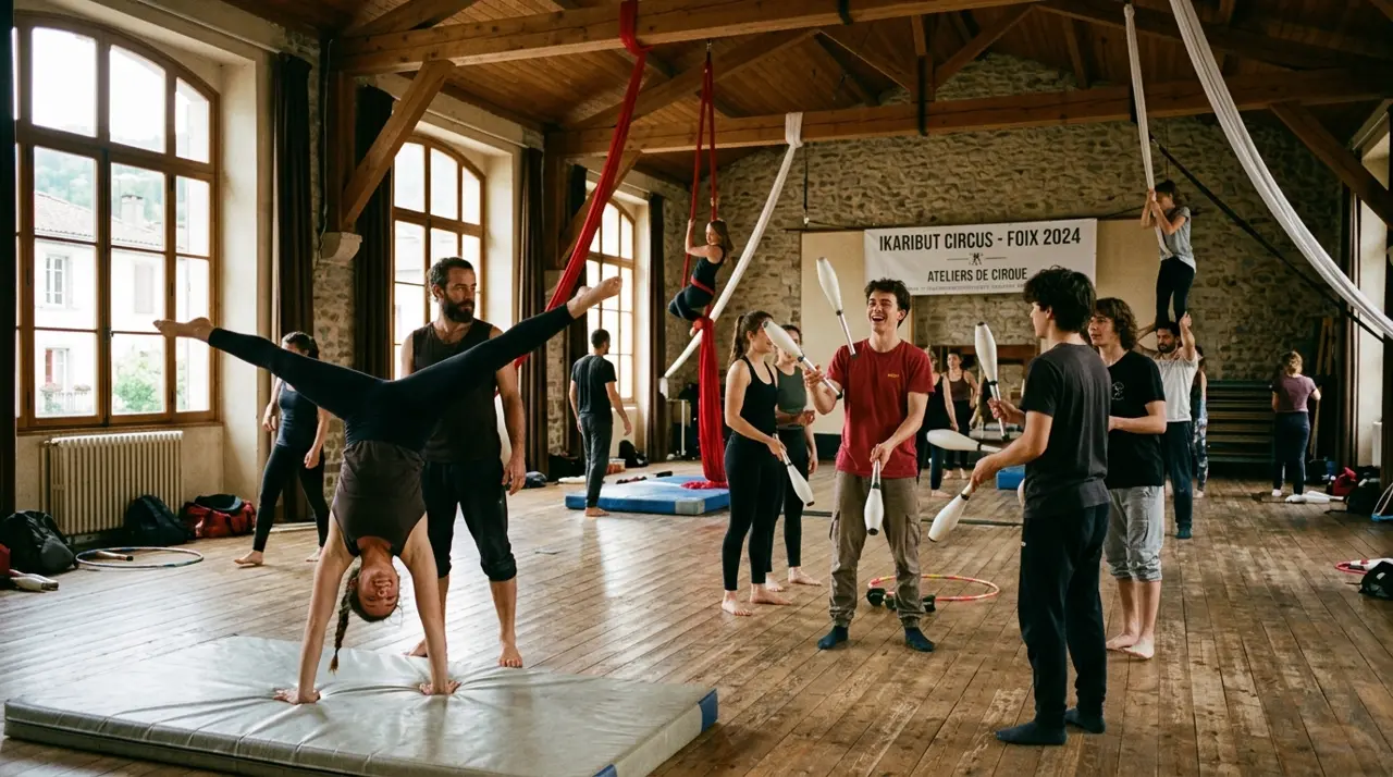 Activité pratique des arts du cirque encadrée par l'association IKARIBUT